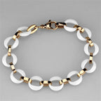 Valoncio Ravello Bracelet — white ceramic and rose gold link bracelet in stainless steel — view 2