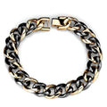 Valoncio Lira Bracelet — jet ceramic and rose gold curb chain bracelet in stainless steel