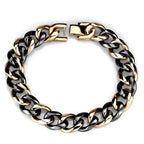 Valoncio Lira Bracelet — jet ceramic and rose gold curb chain bracelet in stainless steel