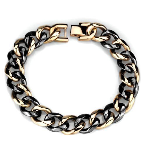 Valoncio Lira Bracelet — jet ceramic and rose gold curb chain bracelet in stainless steel