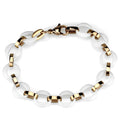 Valoncio Ravello Bracelet — white ceramic and rose gold link bracelet in stainless steel — view 3