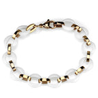 Valoncio Ravello Bracelet — white ceramic and rose gold link bracelet in stainless steel — view 3