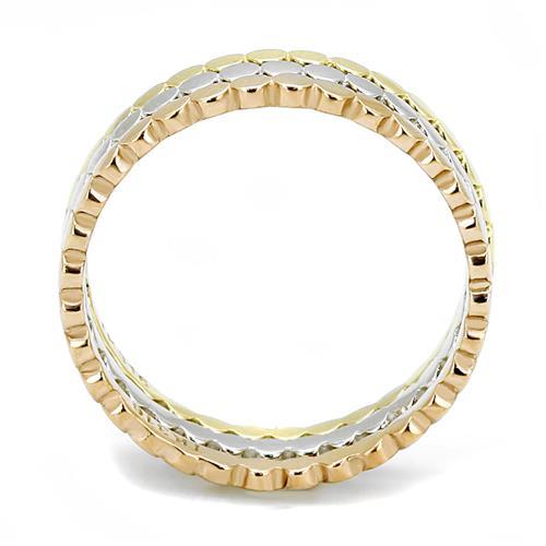 Valoncio Eternità Stacking Ring — three slim bands in ion-plated gold, rose gold and steel — view 3