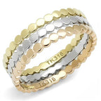 Valoncio Eternità Stacking Ring — three slim bands in ion-plated gold, rose gold and steel — view 2