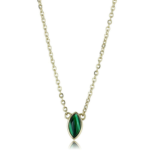 Valoncio Amalfi Pendant — marquise malachite pendant in ion-plated gold over stainless steel